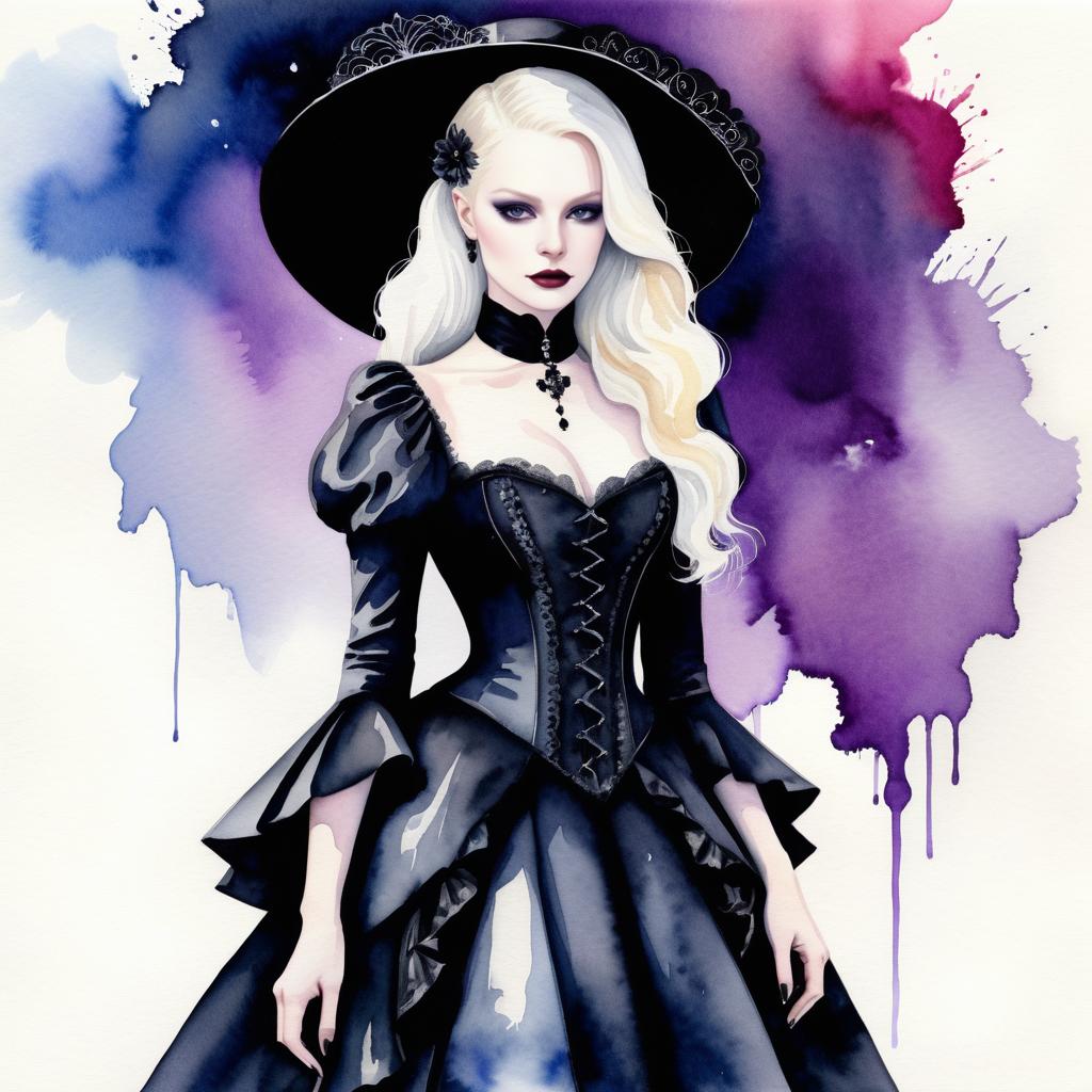 Gothic Elegance: Albino Pop Artist Portrait