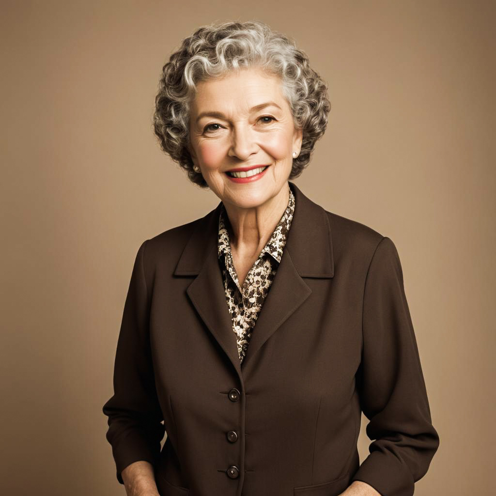 Vintage Photo Shoot of Smiling Elderly Woman