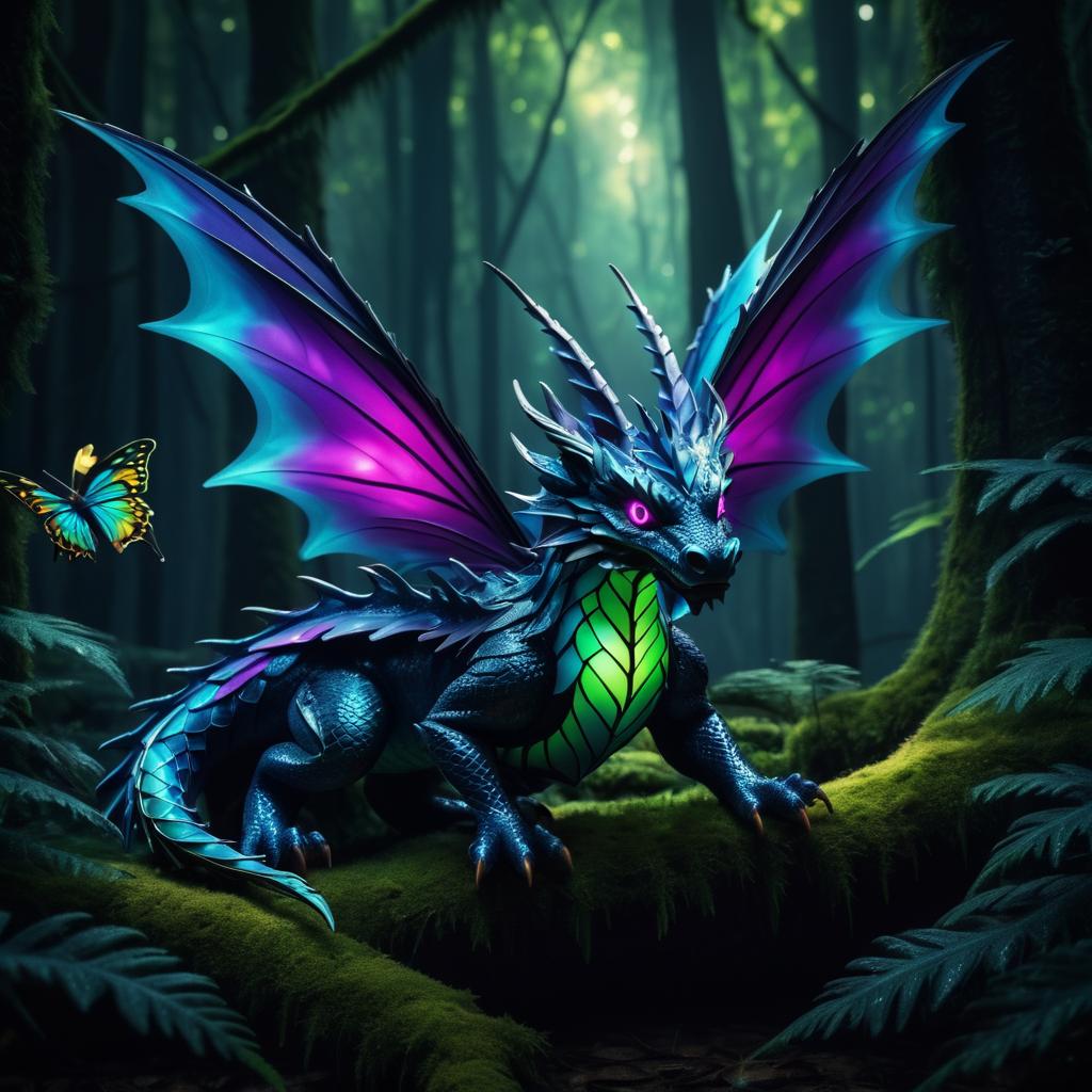 Dreamlike Dragon with Butterfly Wings