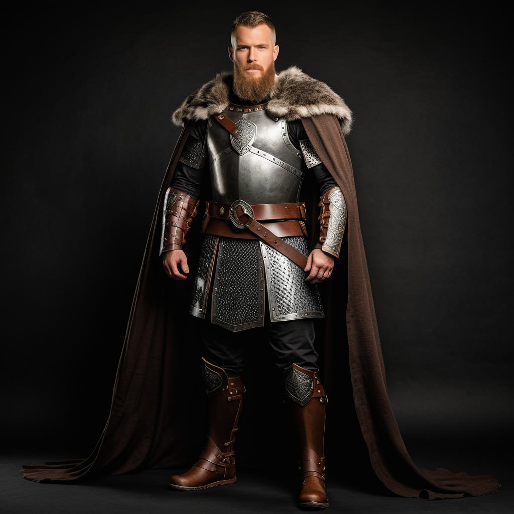 Intense Viking Warrior in Rugged Armor