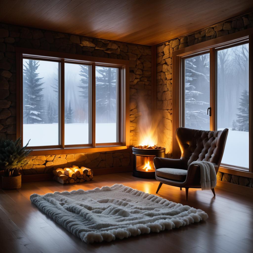 Cozy Minimalist Room in a Snowstorm