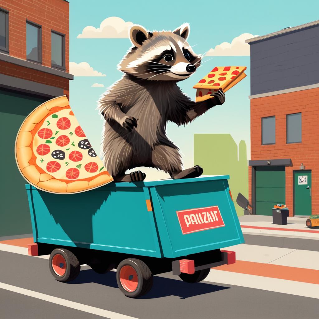 Skateboarding Raccoon in a Dumpster