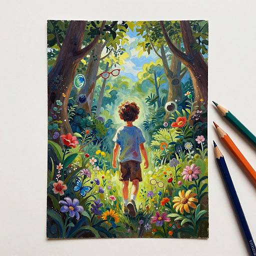 Enchanted Garden Childhood Oil Painting