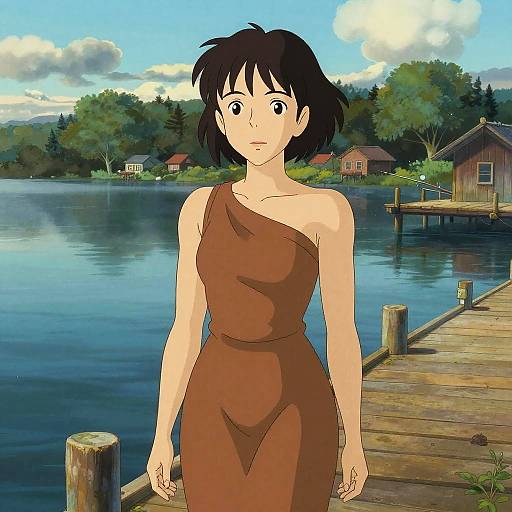 Slim Woman in Earthy Midi Dress