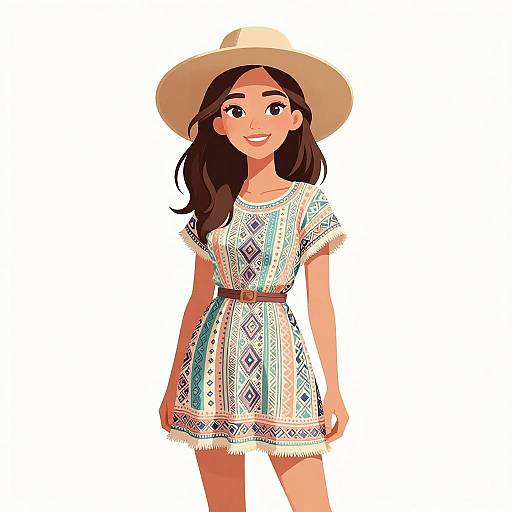 Bohemian Woman in Pastel Tribal Dress