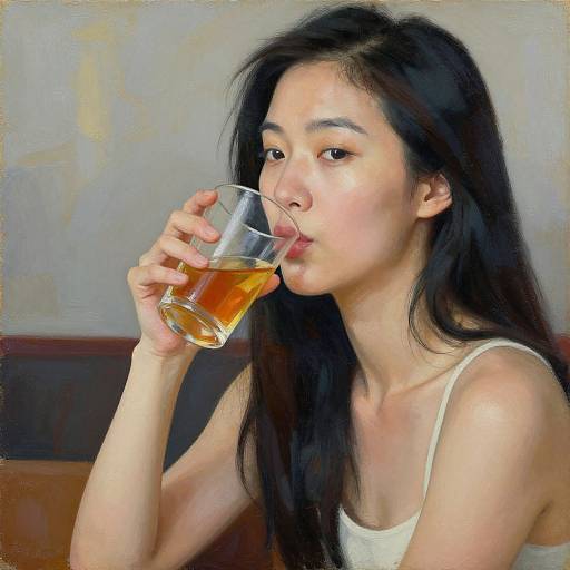 Modern Art: Asian Woman Drinking