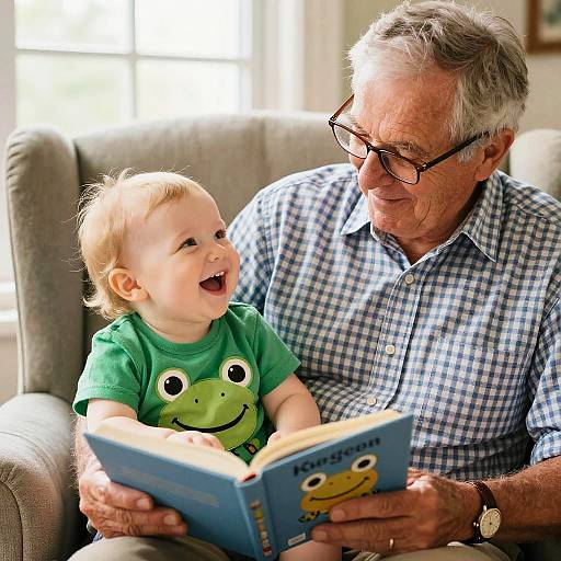 Grandfather Reading to Baby