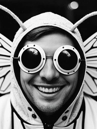 Cheerful Boy in Moth Costume Close-Up