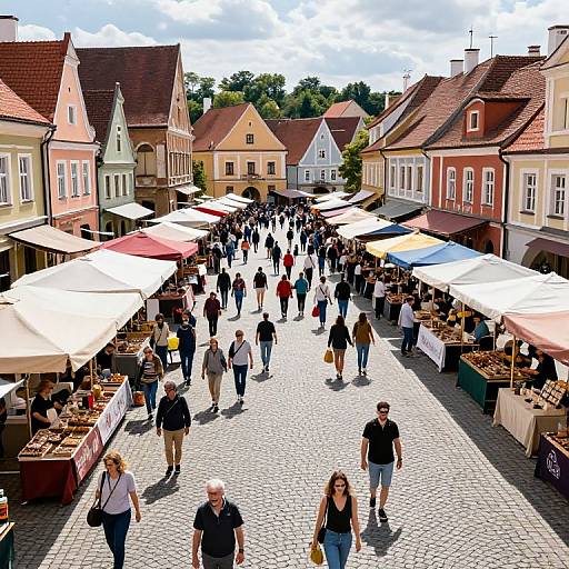 Vibrant European Market Square Scene