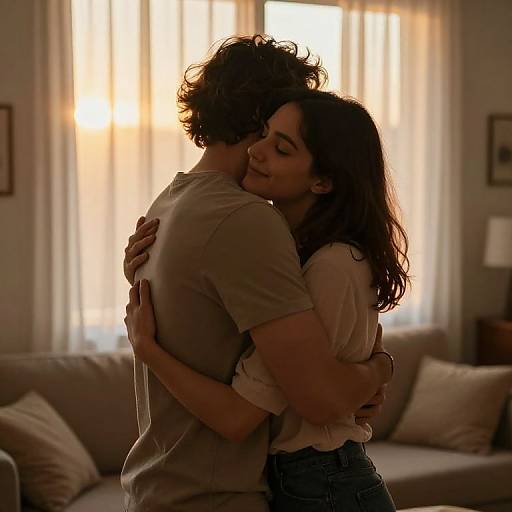 Intimate Couples Hug at Sunset