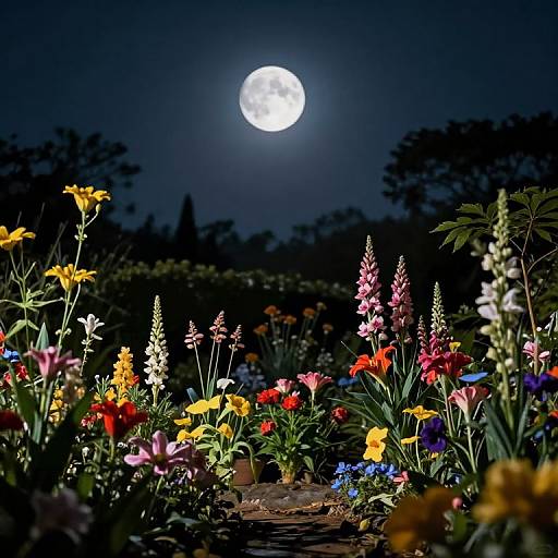 Nocturnal Garden of Serene Blooms