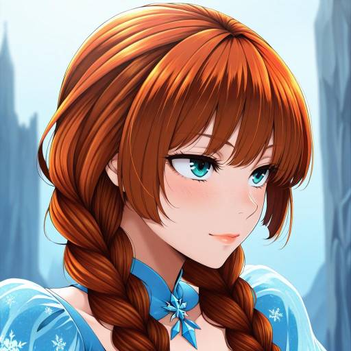 Illustration of Anna (frozen), frozen (disney) in the style of Enami hakase