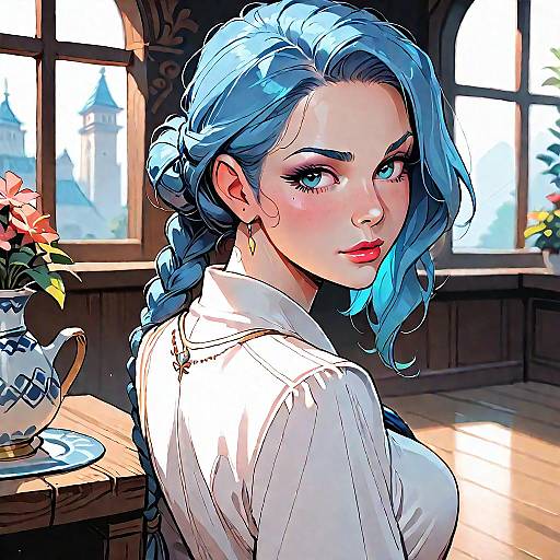 Anime Girl in Regal Palace Setting