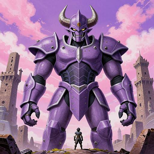 Lavender Golem Guardian in Comic Style