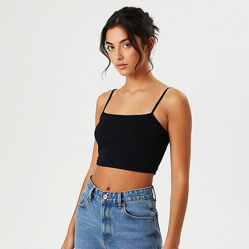 Young Woman in Casual Crop Top and Jeans