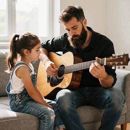 Sunlit Acoustic Guitar Lesson on Couch