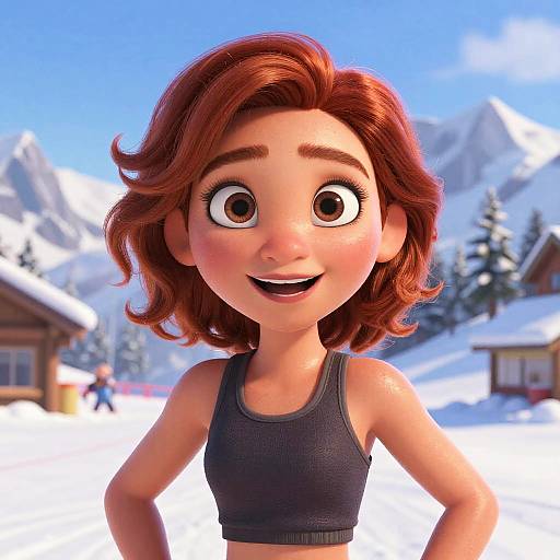 Ultra Realistic Redhead Ski Woman