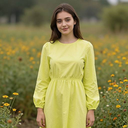 Realistic Girl in Lime Green Dress