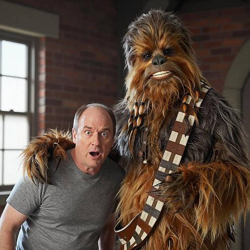 Surprised Man with Grinning Chewbacca