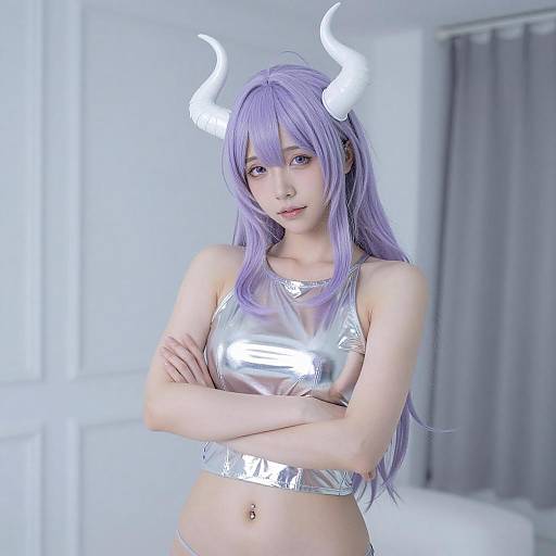 Portrait of Woman with Purple Hair