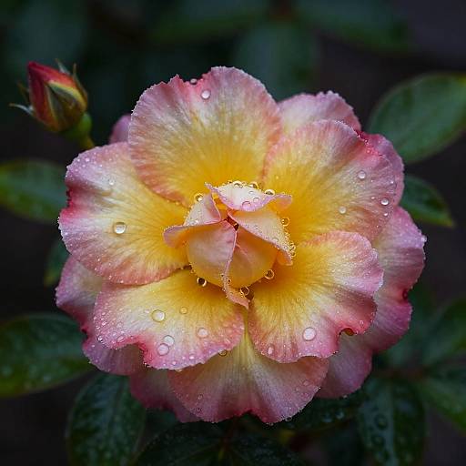 Rainy Close-Up of Vibrant Flower