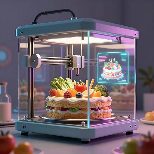 Futuristic 3D Printer with Retro Aesthetics
