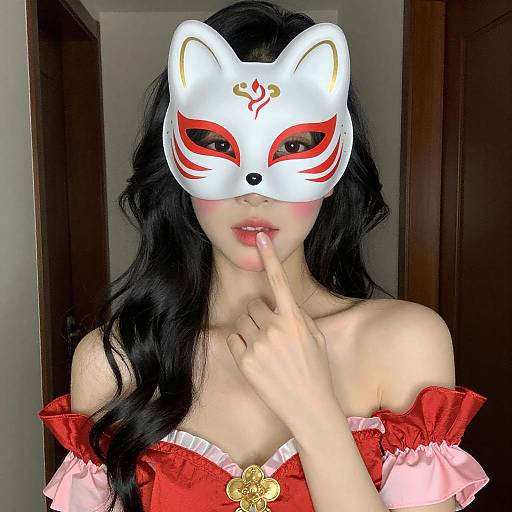 Elegant Asian Woman in Fox Mask