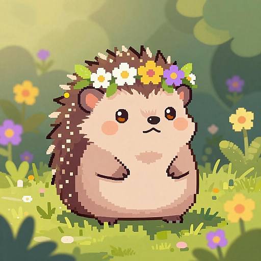 Charming Hedgehog in a Colorful Garden