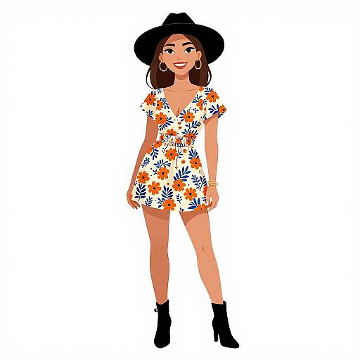 Boho Chic Woman in Floral Dress