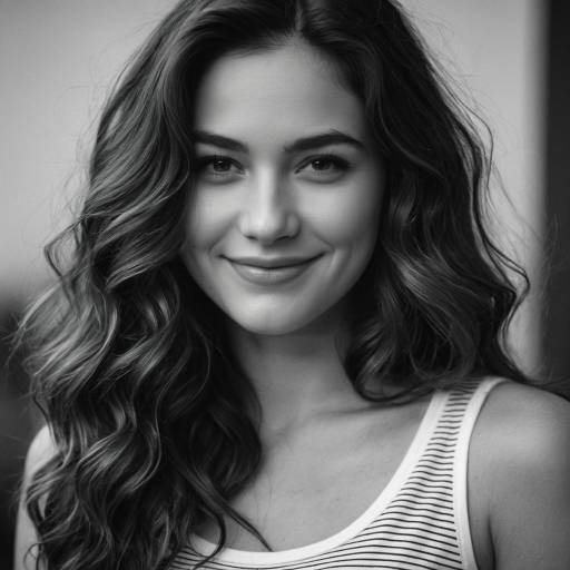 Smiling Young Woman with Wavy Hair