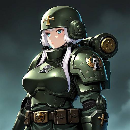 Illustration of Astra militarum, warhammer 40k in the style of Hikage eiji