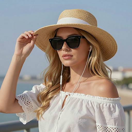 Blonde Woman in Sunlit Outdoor Scene