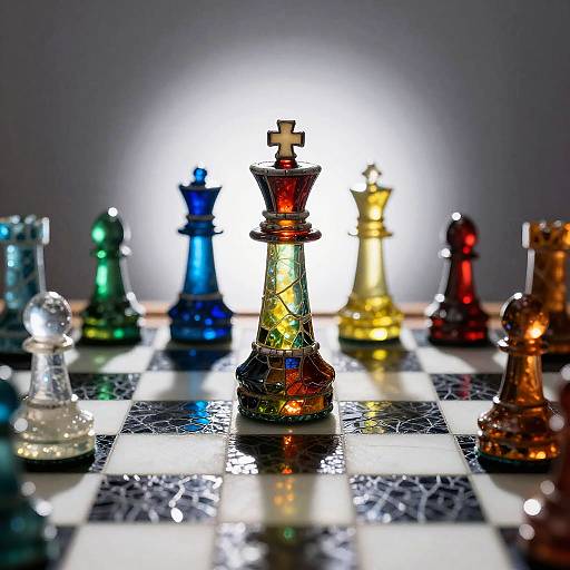 Rainbow Stained Glass Chess Set