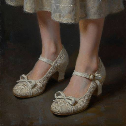 Shabby Chic Lace Shoes Painting