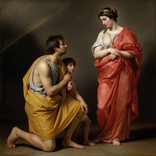 Classical Oil Painting with Toga Figures