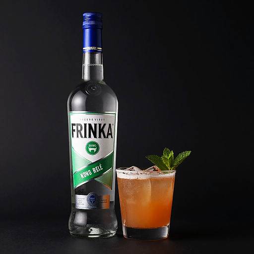 Clear Vodka Bottle with Mint Drink