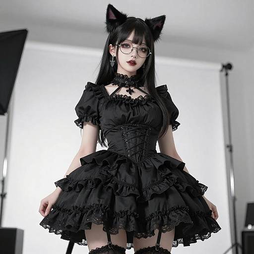 Gothic Lolita Woman with Cat Ears
