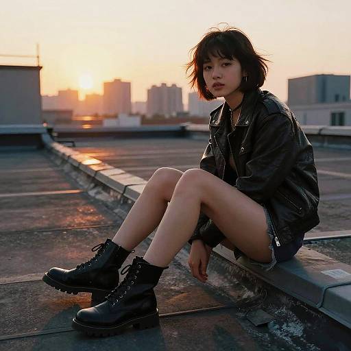 90s Tomboy on Rooftop Sunset