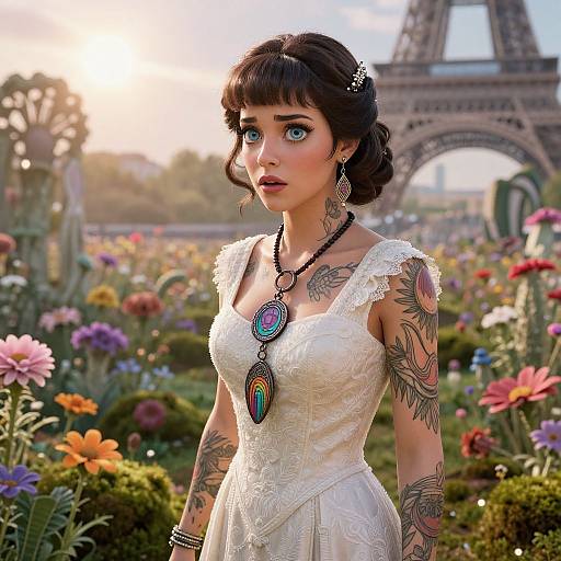 Magical 1950s Lunarpunk Parisian Bride