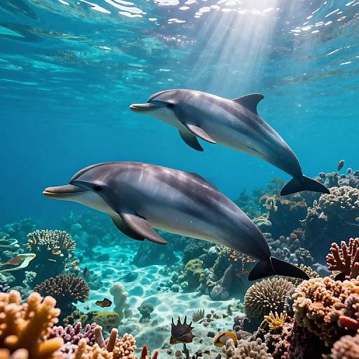 Playful Fat Dolphins in Coral Reefs