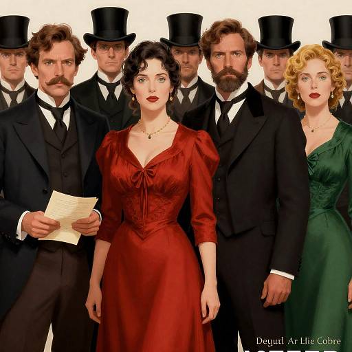 Victorian Movie Poster with Four Characters