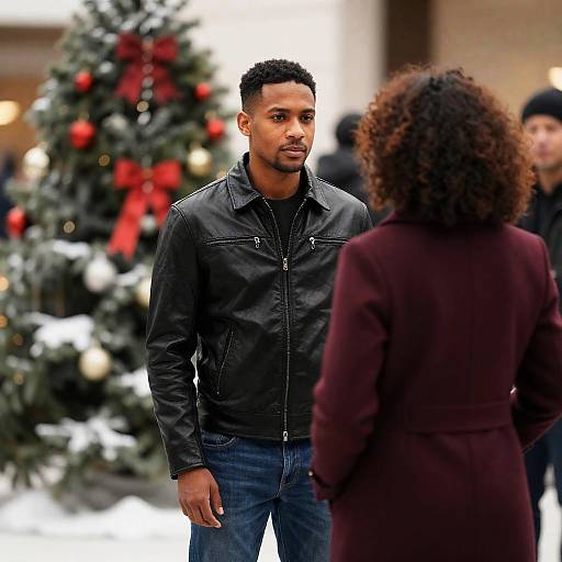 Festive Winter Scene with Couple