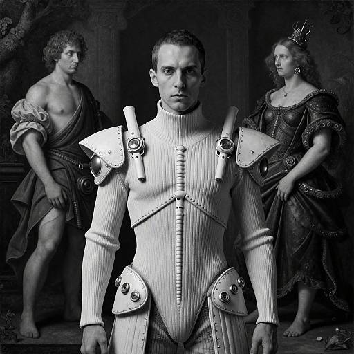 Symmetrical Avant-Garde Spinal Ribbed Portrait