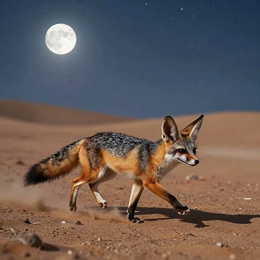Black Fennec Fox in Starry Desert