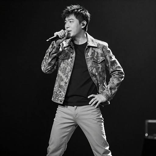 Monochrome Stage Portrait of Male Singer