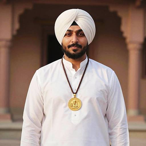 Man in Kurta and Turban Style