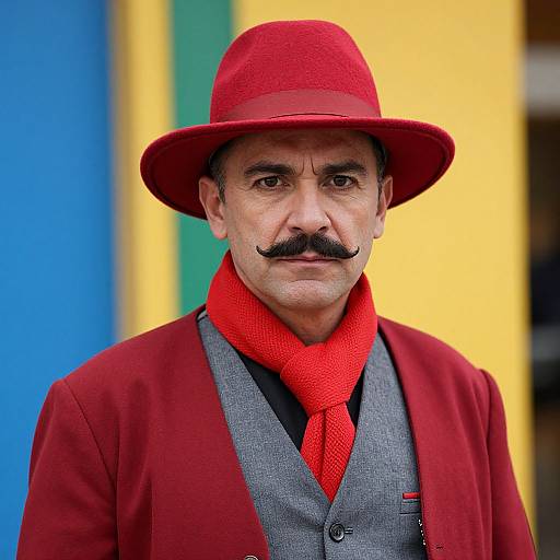 Confident Man in Stylish Red Attire