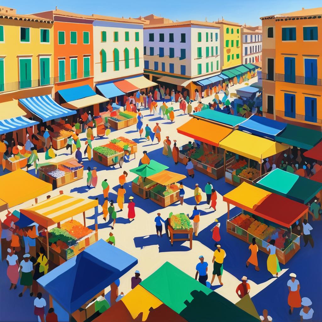 Vibrant Street Market in Matisse Style