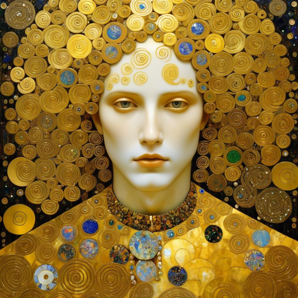 Surreal Living Statue Inspired by Klimt