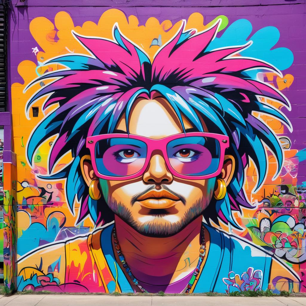 Vibrant Cartoon Graffiti Festival Goer